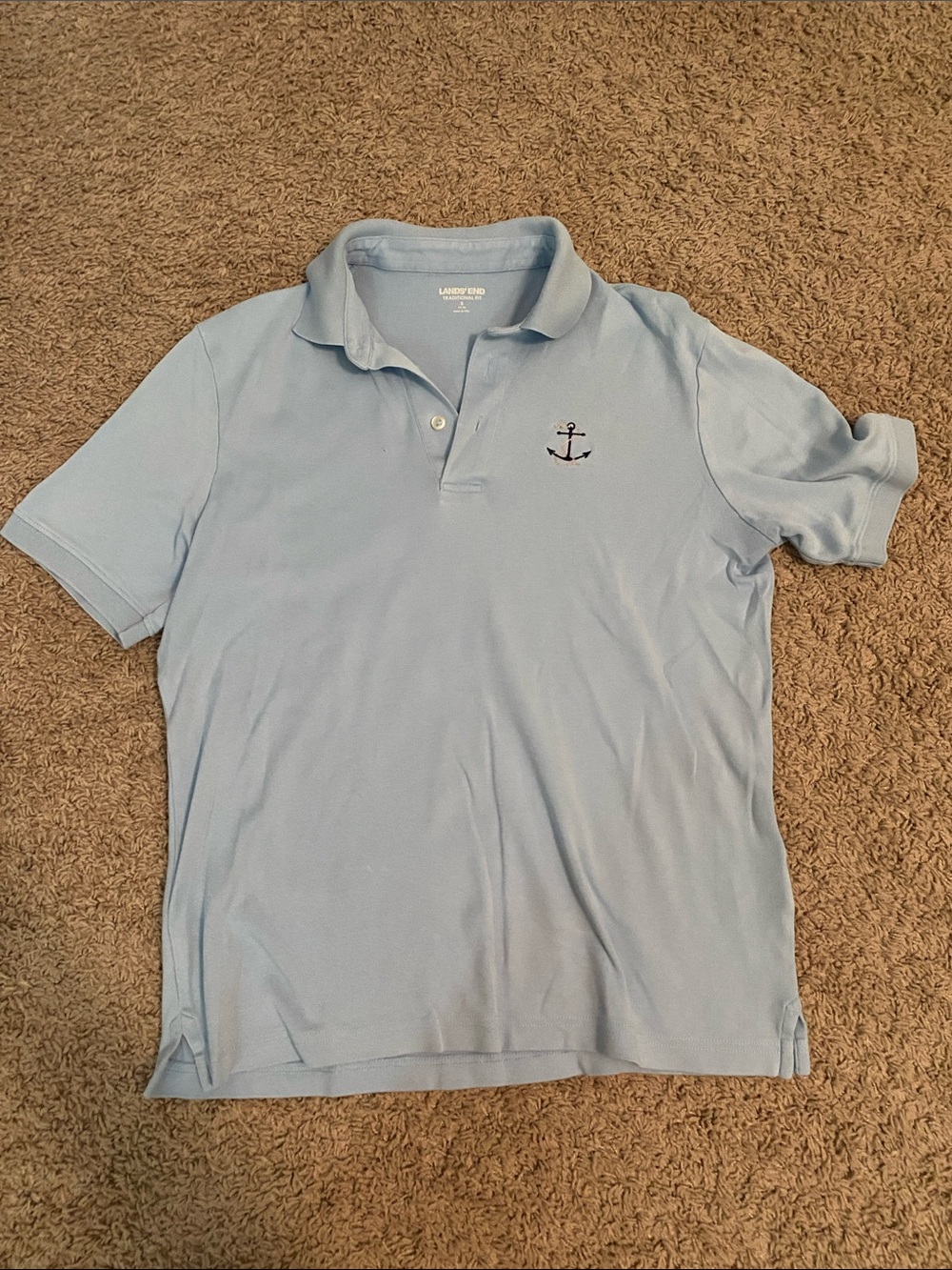Lands' End Pale Blue Polo with Anchor Embroidery size small